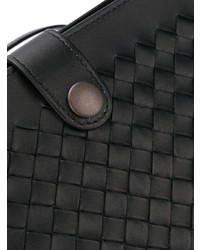 schwarze Leder Clutch Handtasche von Bottega Veneta