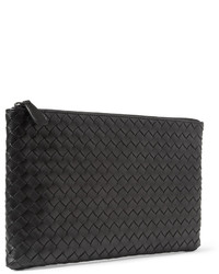 schwarze Leder Clutch Handtasche von Bottega Veneta