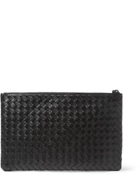 schwarze Leder Clutch Handtasche von Bottega Veneta