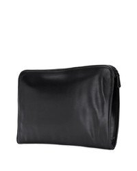 schwarze Leder Clutch Handtasche von Bottega Veneta