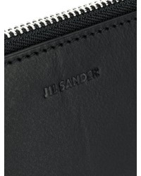 schwarze Leder Clutch Handtasche von Jil Sander