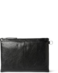 schwarze Leder Clutch Handtasche von Balenciaga