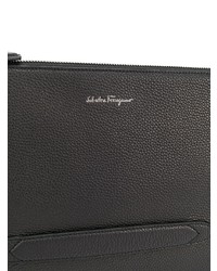 schwarze Leder Clutch Handtasche von Salvatore Ferragamo