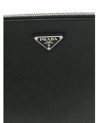 schwarze Leder Clutch Handtasche von Prada