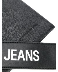 schwarze Leder Clutch Handtasche von Calvin Klein Jeans