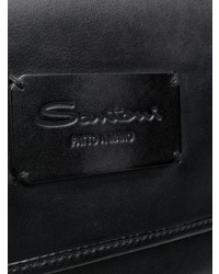schwarze Leder Clutch Handtasche von Santoni