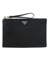 schwarze Leder Clutch Handtasche von Prada