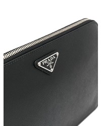 schwarze Leder Clutch Handtasche von Prada