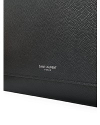 schwarze Leder Clutch Handtasche von Saint Laurent