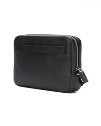 schwarze Leder Clutch Handtasche von Prada