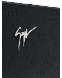 schwarze Leder Clutch Handtasche von Giuseppe Zanotti Design