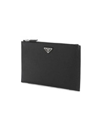 schwarze Leder Clutch Handtasche von Prada