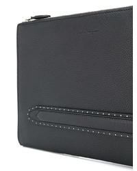 schwarze Leder Clutch Handtasche von Salvatore Ferragamo