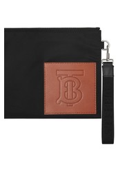 schwarze Leder Clutch Handtasche von Burberry