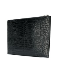 schwarze Leder Clutch Handtasche von Saint Laurent