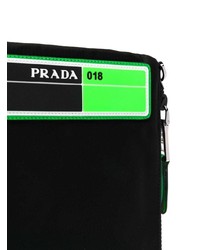 schwarze Leder Clutch Handtasche von Prada