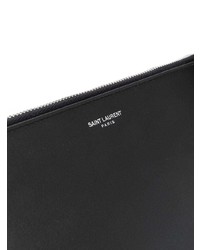 schwarze Leder Clutch Handtasche von Saint Laurent