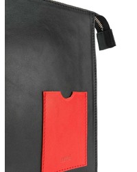 schwarze Leder Clutch Handtasche von AMI Alexandre Mattiussi