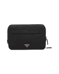 schwarze Leder Clutch Handtasche von Prada