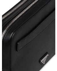 schwarze Leder Clutch Handtasche von Prada