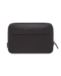 schwarze Leder Clutch Handtasche von Prada