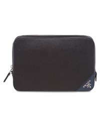 schwarze Leder Clutch Handtasche von Prada