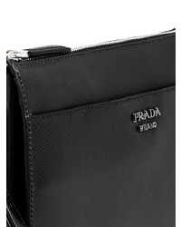 schwarze Leder Clutch Handtasche von Prada