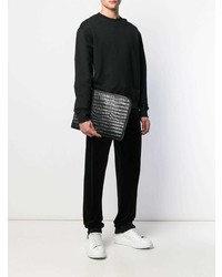schwarze Leder Clutch Handtasche von Alexander McQueen