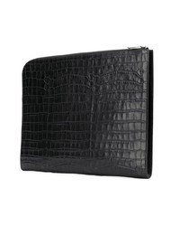 schwarze Leder Clutch Handtasche von Alexander McQueen