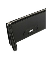 schwarze Leder Clutch Handtasche von Salvatore Ferragamo