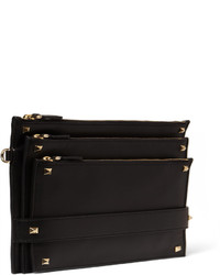 schwarze Leder Clutch Handtasche von Valentino