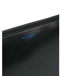 schwarze Leder Clutch Handtasche von Saint Laurent