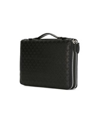 schwarze Leder Clutch Handtasche von Emporio Armani