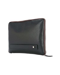 schwarze Leder Clutch Handtasche von Cerruti 1881