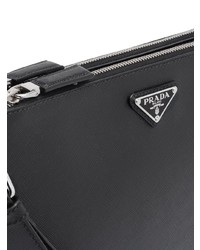 schwarze Leder Clutch Handtasche von Prada