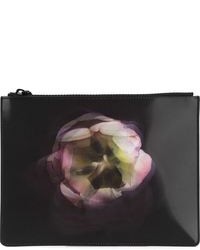 schwarze Leder Clutch mit Blumenmuster von Christopher Kane