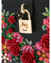 schwarze Leder Clutch mit Blumenmuster von Dolce & Gabbana