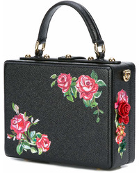 schwarze Leder Clutch mit Blumenmuster von Dolce & Gabbana