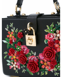 schwarze Leder Clutch mit Blumenmuster von Dolce & Gabbana