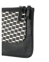 schwarze Leder Clutch mit geometrischem Muster von Pierre Hardy