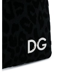 schwarze Leder Clutch mit Leopardenmuster von Dolce & Gabbana