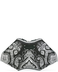 schwarze Leder Clutch mit Paisley-Muster von Alexander McQueen
