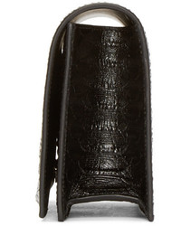 schwarze Leder Clutch mit Schlangenmuster von Saint Laurent