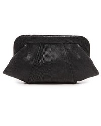 schwarze Leder Clutch mit Schlangenmuster von Lauren Merkin