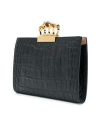 schwarze Leder Clutch mit Schlangenmuster von Alexander McQueen