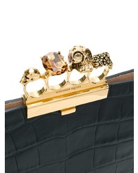 schwarze Leder Clutch mit Schlangenmuster von Alexander McQueen