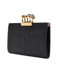 schwarze Leder Clutch mit Schlangenmuster von Alexander McQueen