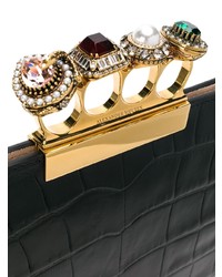 schwarze Leder Clutch mit Schlangenmuster von Alexander McQueen