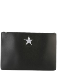 schwarze Leder Clutch mit Sternenmuster