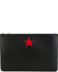 schwarze Leder Clutch mit Sternenmuster von Givenchy